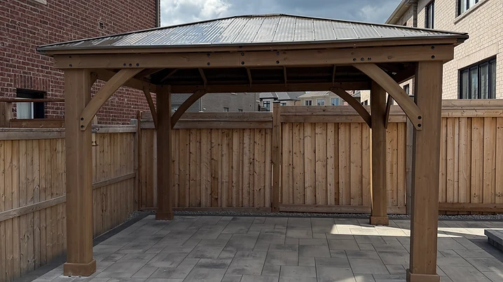 Yardistry 12×12 gazebo installed on pavers / interlock in Woodbridge, Ontario