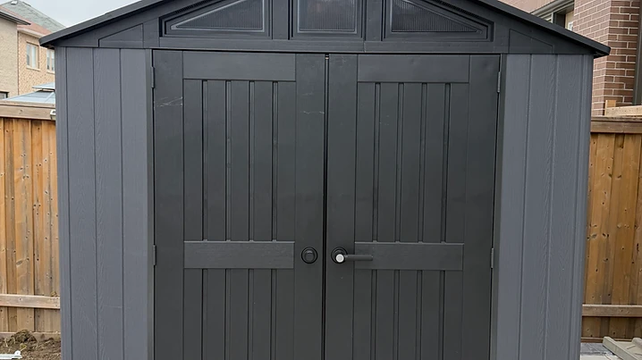 Keter 8×10 shed installed on concrete in Brampton, Ontario