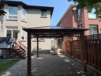 Yardistry 12×14 gazebo installed on pavers / interlock in Brampton, Ontario — photo 3