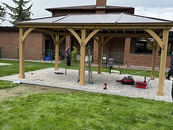 Yardistry 12×20 gazebo installed on pavers / interlock in Barrie, Ontario — photo 3