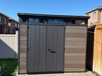 Keter 9×7 shed installed on concrete in Markham, Ontario — photo 4