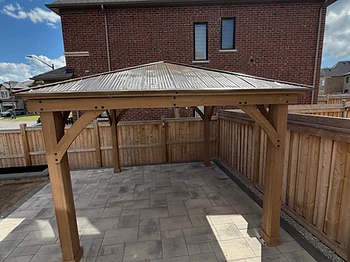 Yardistry 12×12 gazebo installed on pavers / interlock in Woodbridge, Ontario — photo 1