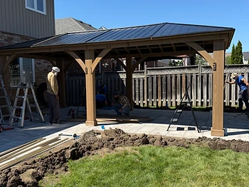 Yardistry 12×24 gazebo installed on pavers / interlock in Caledon, Ontario — photo 1