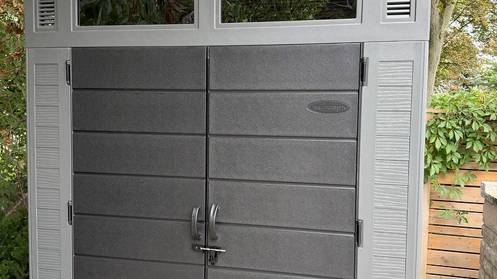 Suncast 7×7 shed installed on pavers / interlock in Vaughan, Ontario