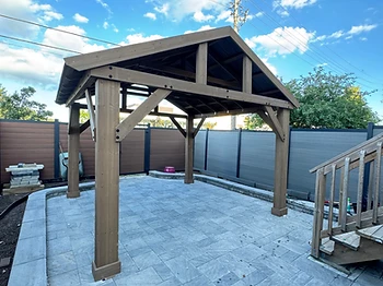 Yardistry 14×12 gazebo installed on pavers / interlock in Scarborough, Ontario — photo 1