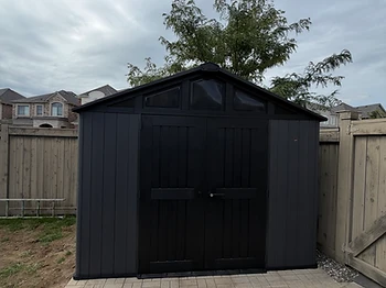 Keter 10×8 shed installed on pavers / interlock in Vaughan, Ontario — photo 2
