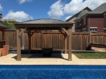 Yardistry 10×12 gazebo installed on pavers / interlock in Mississauga, Ontario — photo 2