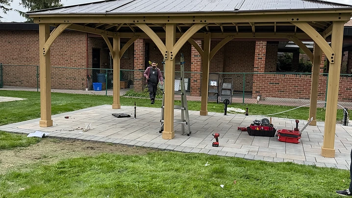 Yardistry 12×20 gazebo installed on pavers / interlock in Barrie, Ontario