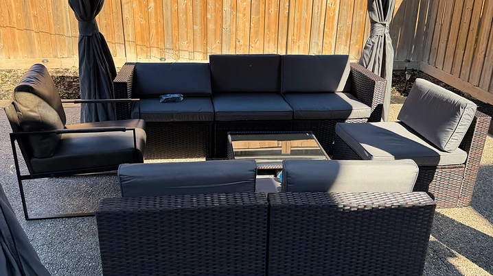 Outsunny outdoor furniture installed on concrete in Caledon, Ontario