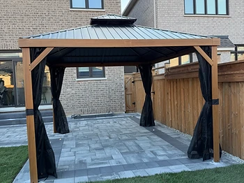 Gazebo Penguin 10×12 gazebo installed on pavers / interlock in Brampton, Ontario — photo 3