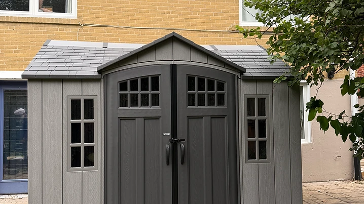 Lifetime 10×8 shed installed on pavers / interlock in Brampton, Ontario