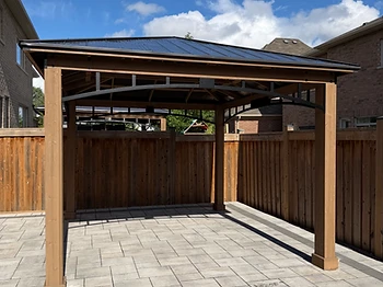 Yardistry 12×14 gazebo installed on pavers / interlock in Whitby, Ontario — photo 1