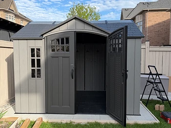 Lifetime 10×8 shed installed on pavers / interlock in Kitchener, Ontario — photo 2
