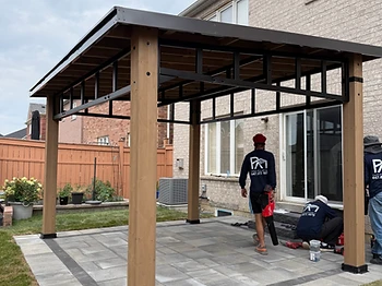 Yardistry 12×14 gazebo installed on pavers / interlock in Aurora, Ontario — photo 1