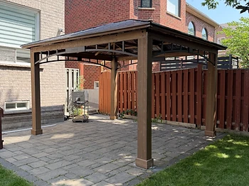 Yardistry 12×14 gazebo installed on pavers / interlock in Brampton, Ontario — photo 1