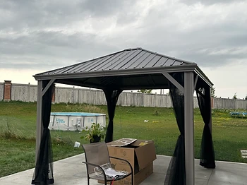 Canvas 10×10 gazebo installed in Markham, Ontario — photo 1