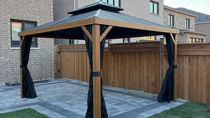 Gazebo Penguin 10×12 gazebo installed on pavers / interlock in Brampton, Ontario