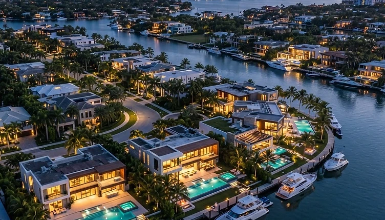 Welcoming neighborhood at dusk