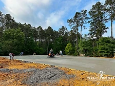 Hannah Montana CDR crew placing and finishing concrete for a new pickleball court in Livingston, Texas