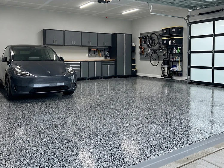After epoxy flake floor