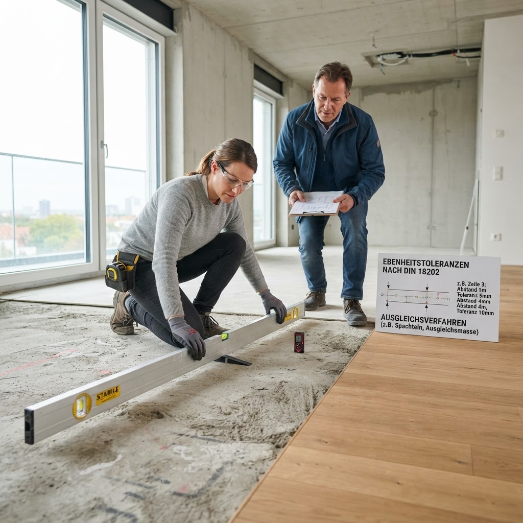 Unebener Estrich: Messverfahren, Ebenheitstoleranzen nach DIN 18202 & Ausgleichsverfahren – Bild 1
