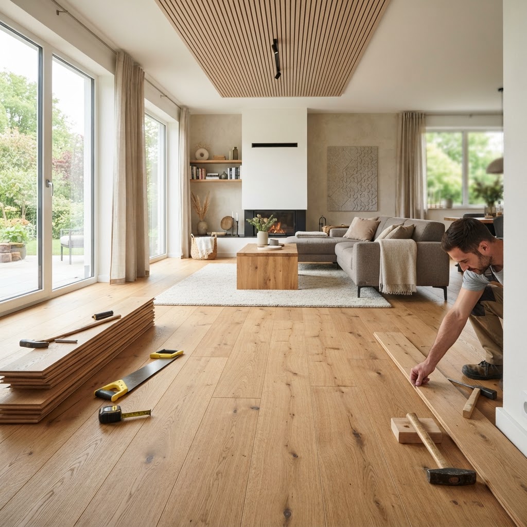 Eichen-Landhausdielen im Wohnzimmer: Werkstoffkunde, Sortierungen, Raumakustik und Montage – Bild 1