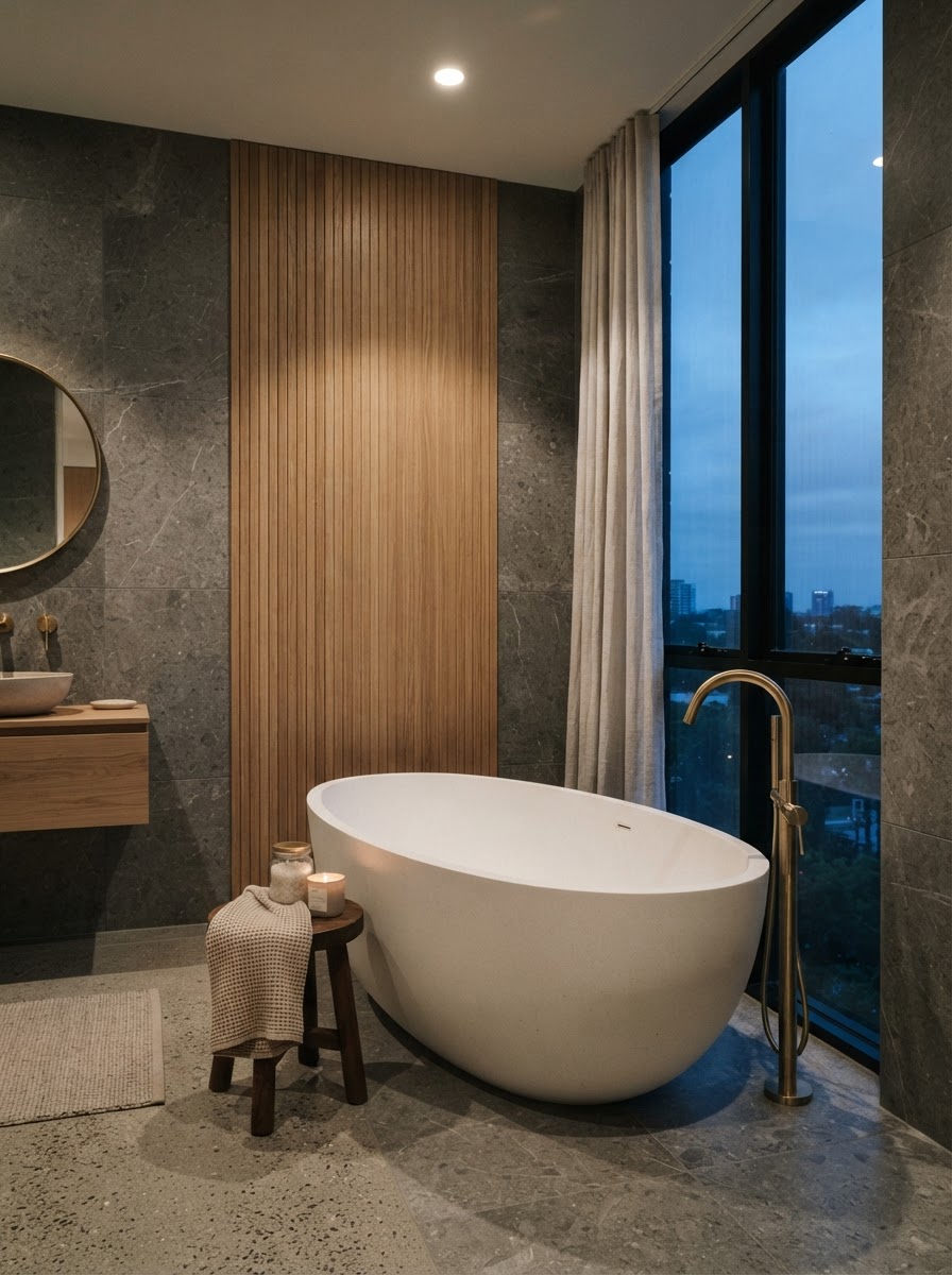 Freestanding bath in a Montblanc renovation