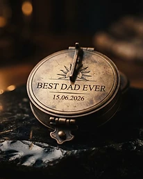 Text engraving on a personalized sundial compass lid