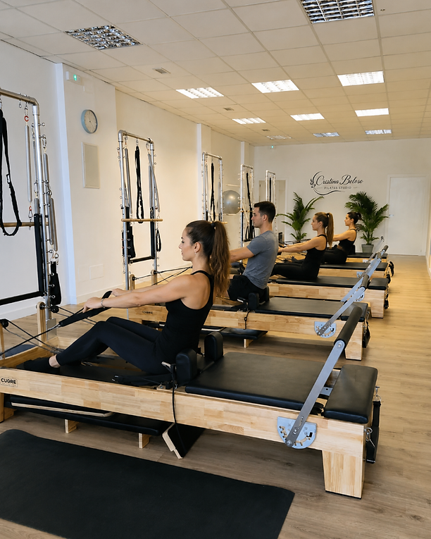 Máquina Pilates Reformer en el estudio de Pilates en Baiona