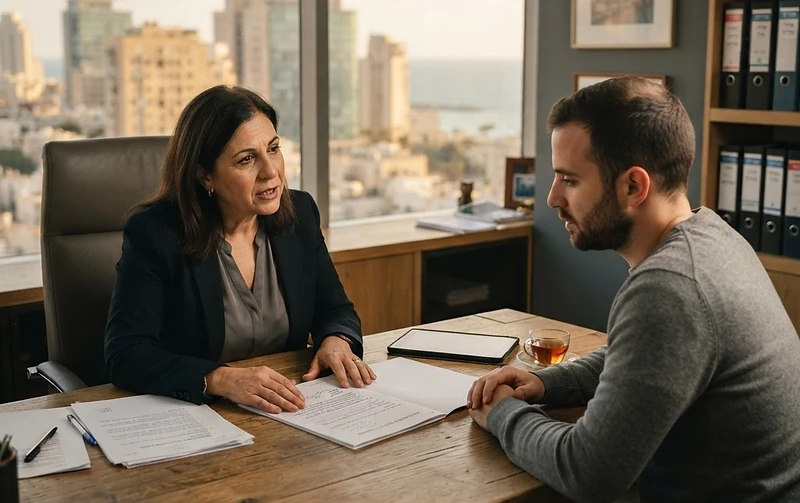 עובד מגיש מכתב התפטרות למעסיק במשרד כחלק מתהליך סיום העסקה והודעה מוקדמת