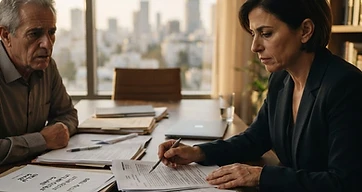 עורך דין מייעץ לחברה בתהליך חדלות פירעון של חברה בבית משפט