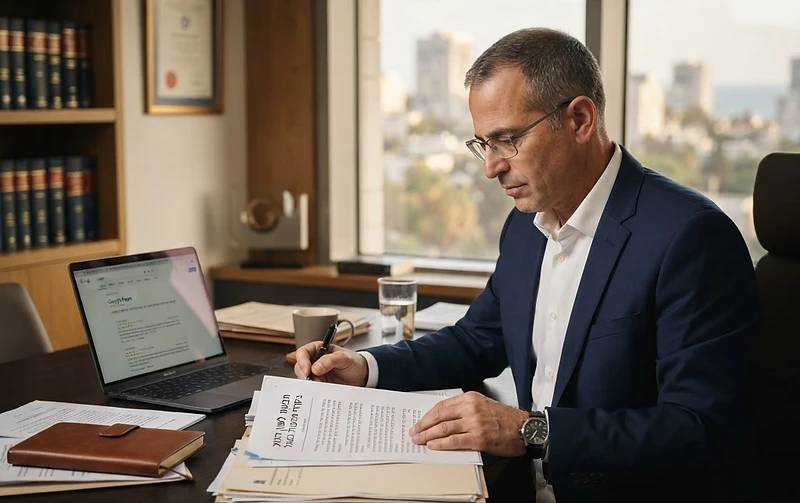 עורך דין בוחן תביעת לשון הרע בגין ביקורת בגוגל במחשב נייד