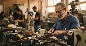 אדם יושב ליד מחשב בייעוץ אישי במסגרת תוכנית שיקום מקצועי של הביטוח הלאומי