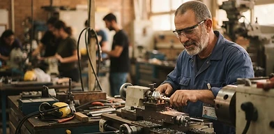 אדם יושב ליד מחשב בייעוץ אישי במסגרת תוכנית שיקום מקצועי של הביטוח הלאומי