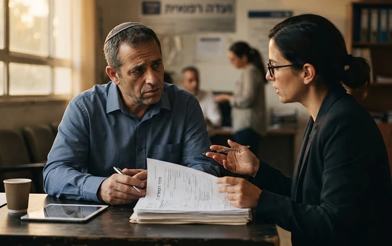 מבוטח מגיע לוועדה רפואית לתאונת עבודה עם תיק מסמכים מסודר