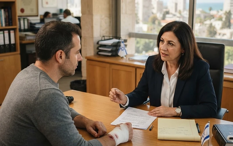 עורך דין נזיקין בוחן תיק רפואי ומסמכים משפטיים של תביעת פיצויים