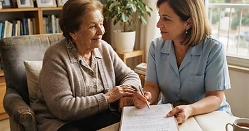 אזרח ותיק המקבל סיוע בביתו כחלק מהליך קבלת גמלת סיעוד מהביטוח הלאומי