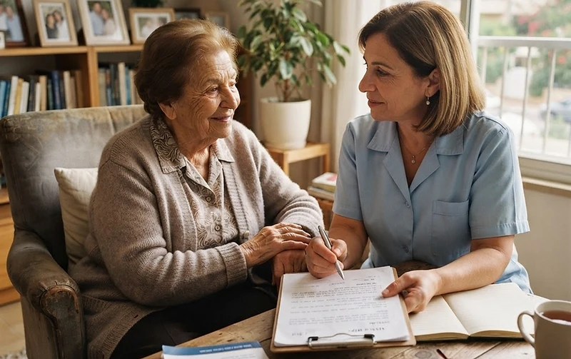 אזרח ותיק המקבל סיוע בביתו כחלק מהליך קבלת גמלת סיעוד מהביטוח הלאומי