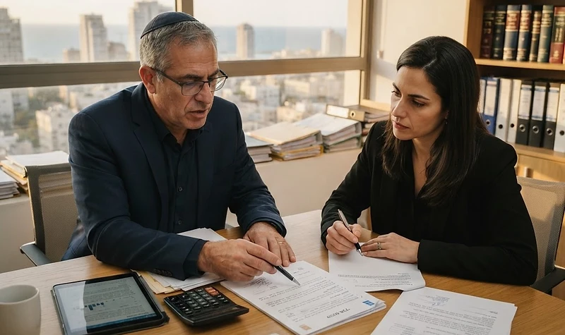 עורך דין מעיין במסמכים לצורך חישוב מס שבח בעסקת נדל"ן