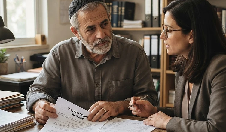 מסמכים משפטיים וטופס התנגדות לביצוע שטר על שולחן משרד