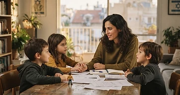משפחה גרושה בוחנת אפשרויות הגירה עם ילדים אחרי גירושין בבית המשפט