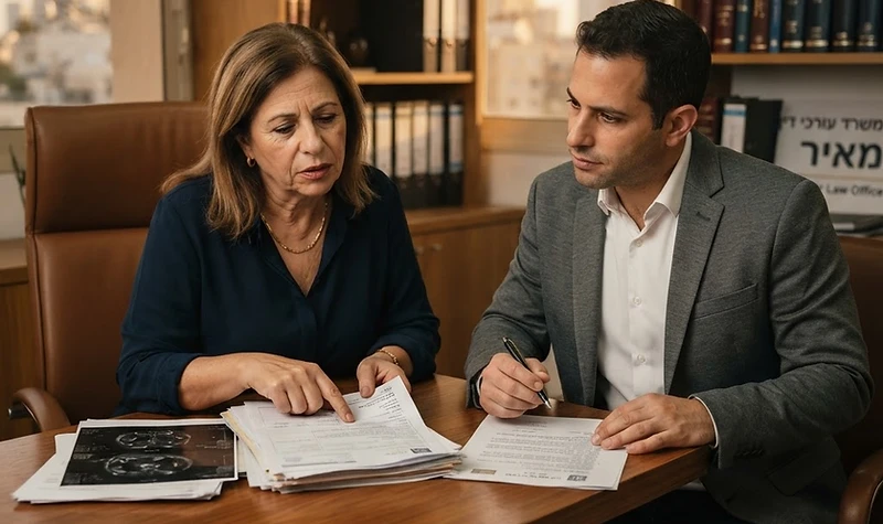 אישה מגישה תביעה נגד קופת חולים בעקבות רשלנות רפואית בייעוץ מול עורך דין