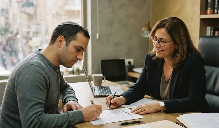 מסמכים משפטיים המייצגים הסדר מותנה בתעבורה מונחים על שולחן משרדי