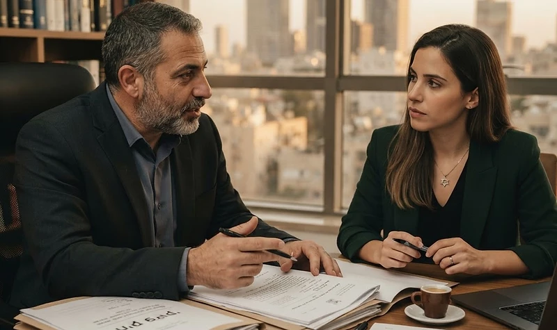 עורך דין פלילי בוחן מסמכים משפטיים בנוגע להליך סגירת תיק פלילי במשרד