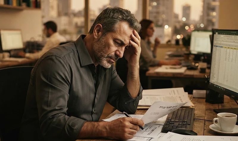 אדם אוחז בחזהו במקום עבודה המייצג מקרה של התקף לב כתאונת עבודה