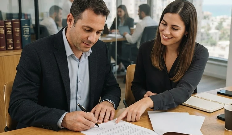 מסמך משפטי המעיד על הסכם אכיפת חוזה מול עורך דין