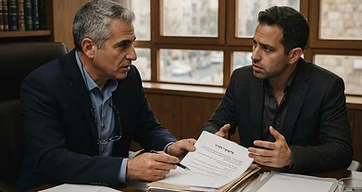 עורך דין פלילי מייעץ ללקוח לפני חקירת עבירות צווארון לבן במשרד