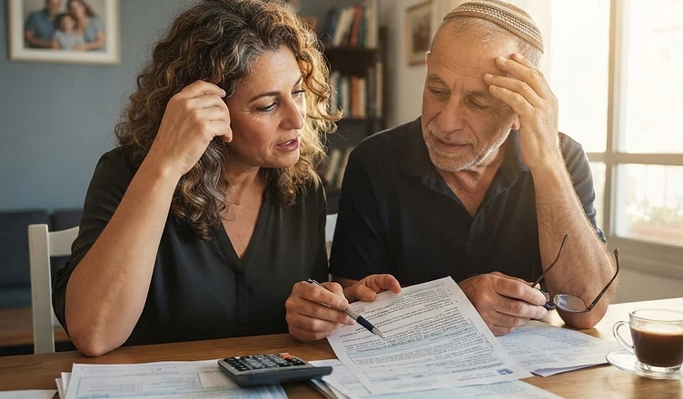 טופס תביעה למוסד לביטוח לאומי מונח על שולחן עבודה לצד עט וחותמת