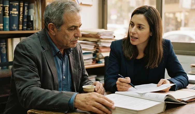 עורך דין פלילי מעיין בתיק מסמכים משפטי להכנת ערעור פלילי לערכאת ערעור