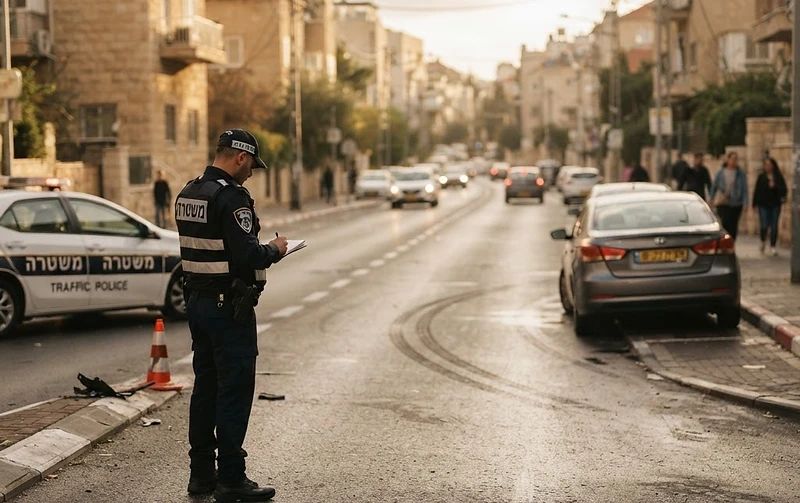 ניידת משטרה בזירת תאונת דרכים בהקשר של הפקרה אחרי פגיעה